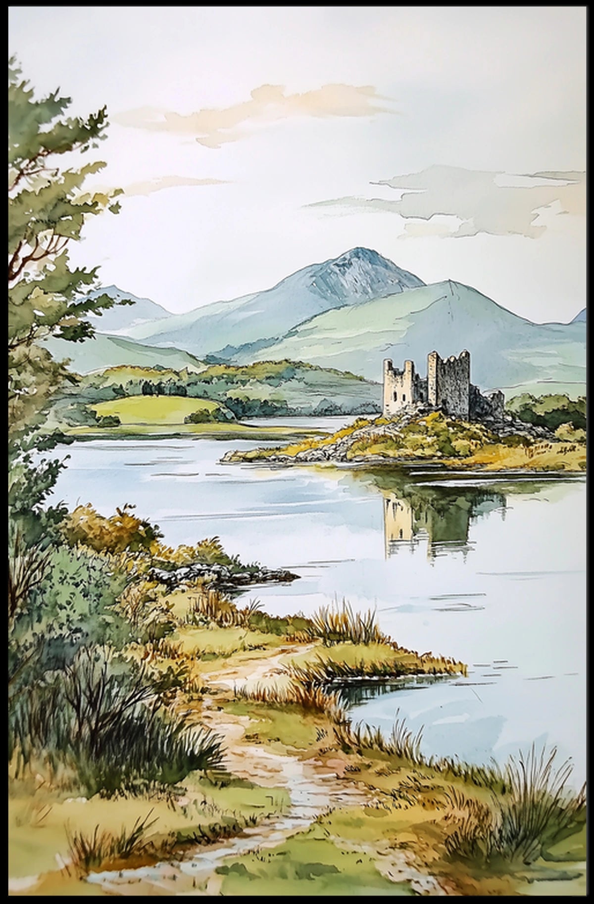 Ireland Killarney National Park with Castle Ruins Poster