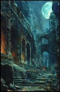Mystical Moonlit Ruins Fantasy Mythology Poster PosterGoat