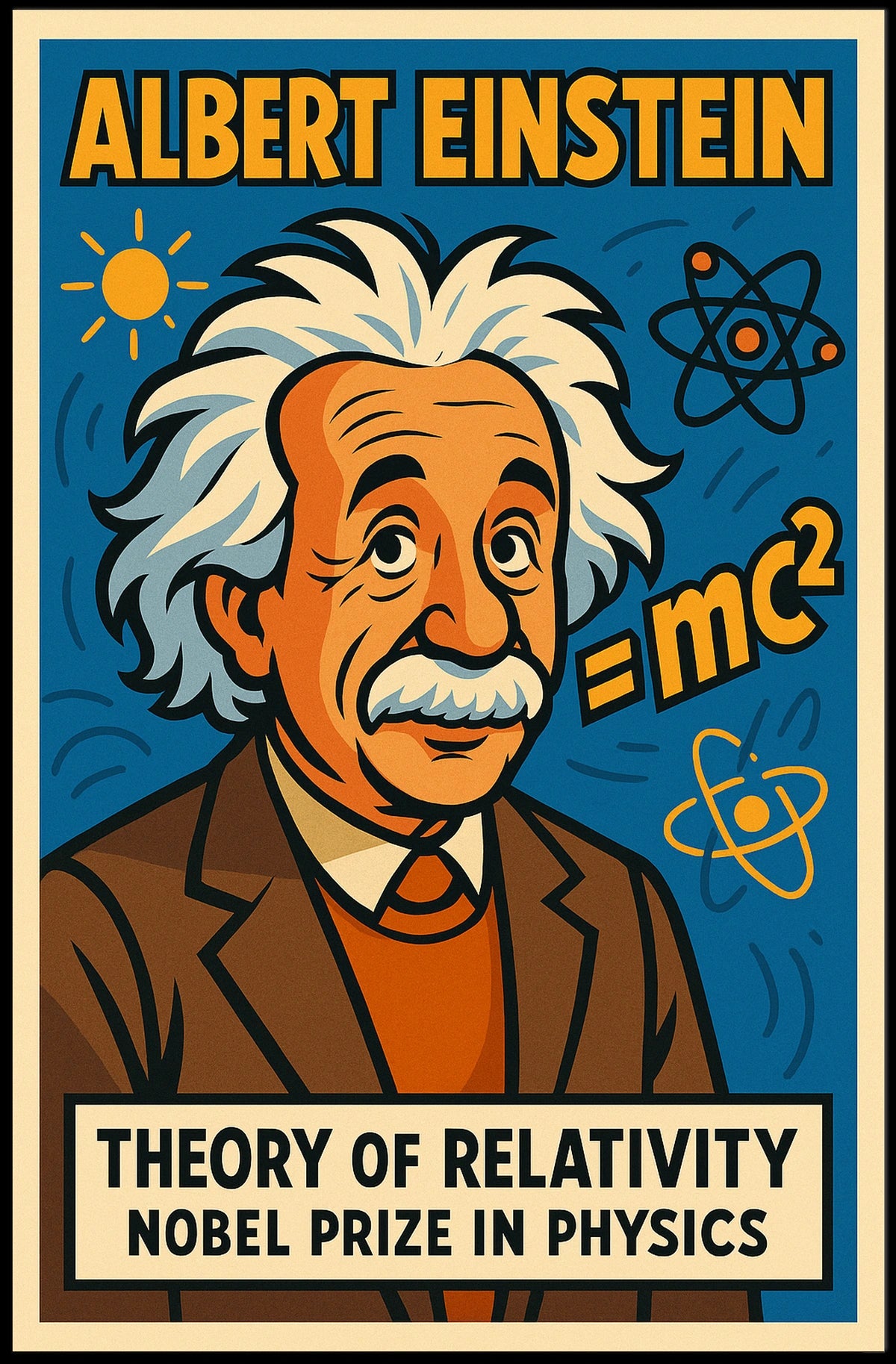Einstein Relativity Scholarly Vintage Poster
