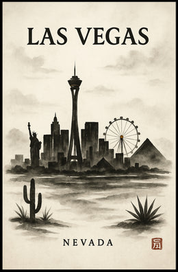 Las Vegas Skyline Artistic Urban Cityscape Poster
