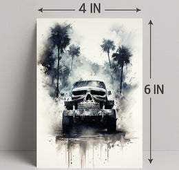 Skull Cruiser In The Mist Poster