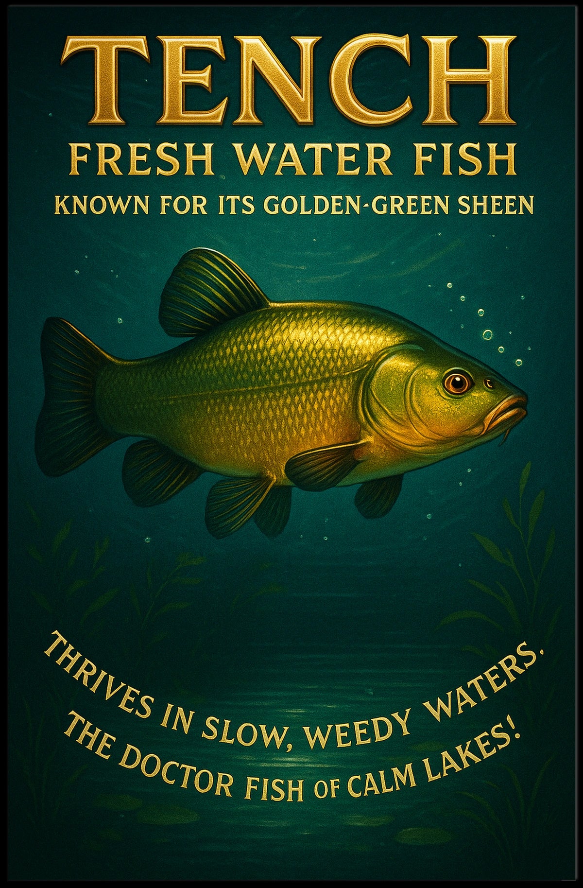Tench The Golden-Green Freshwater Fish Poster