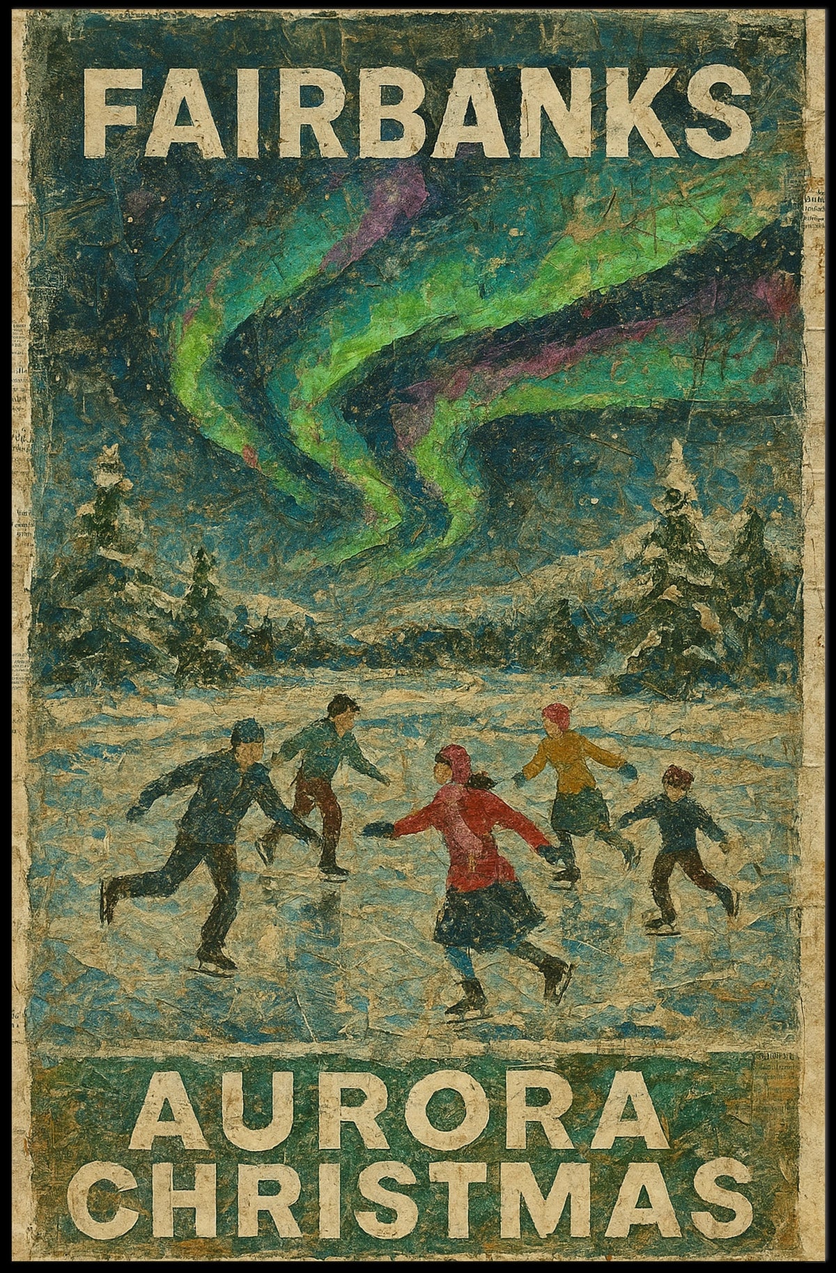 Fairbanks Aurora Christmas Poster