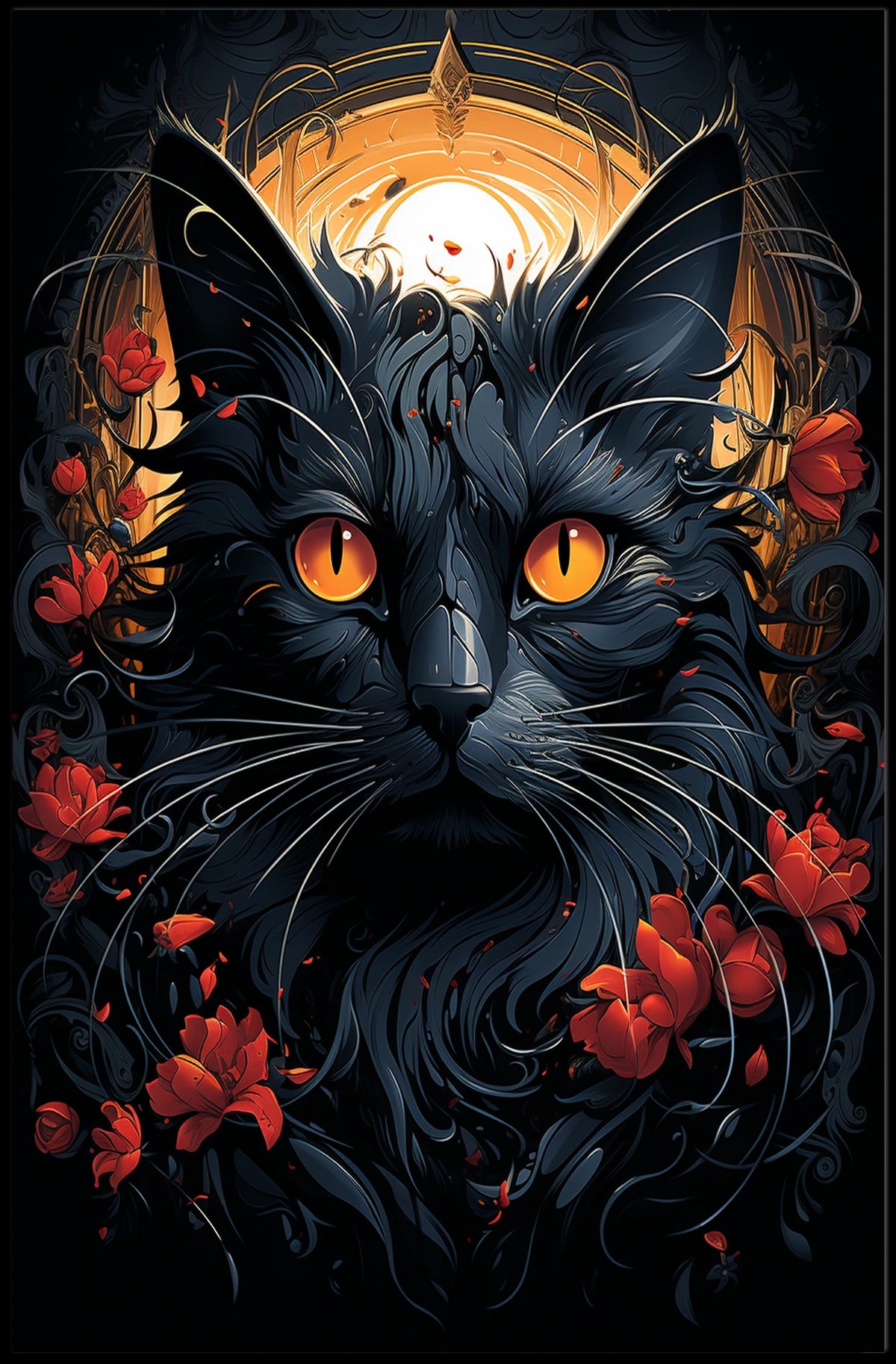 Exquisite Black Cat with Mesmerizing Eyes Animal Poster