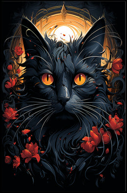 Exquisite Black Cat with Mesmerizing Eyes Animal Poster