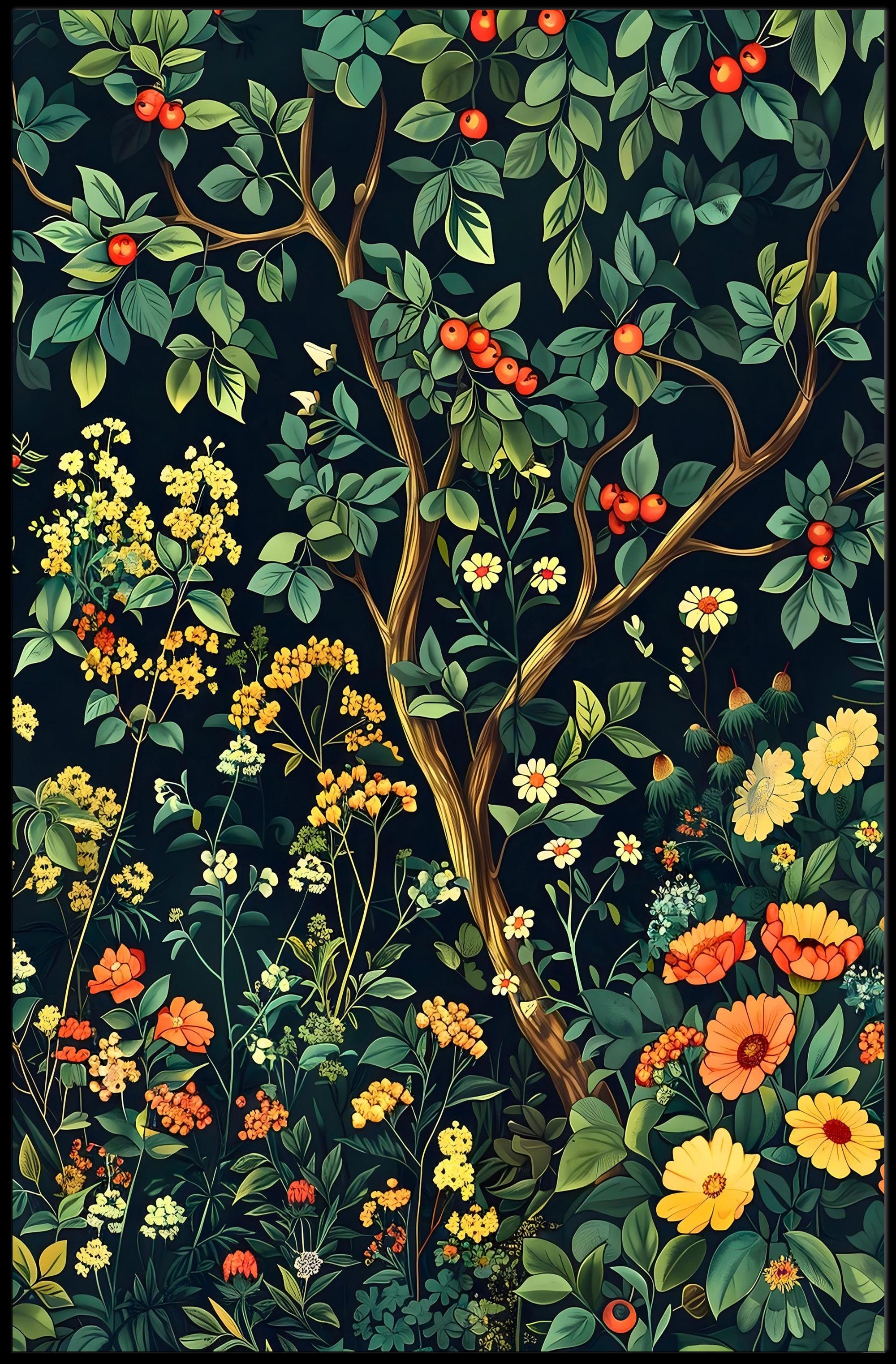 Vibrant Botanical Garden Wall Art Print