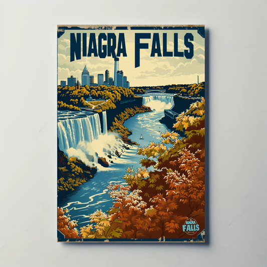 Niagara Falls Autumn Waterfall Travel Poster