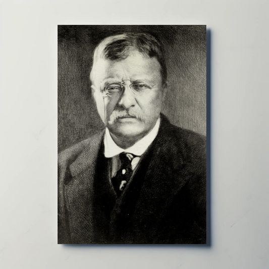 Theodore Roosevelt Portrait Drawing Vintage Poster