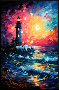 Lighthouse At Sunset Poster