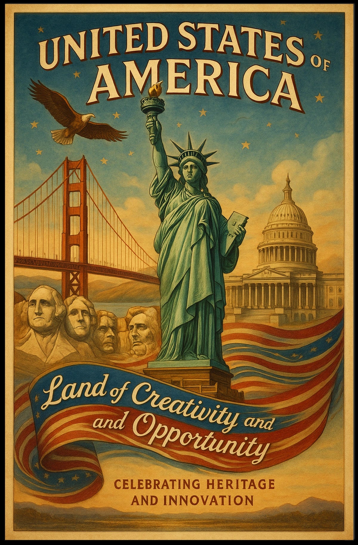 United States Of America Land Of Poster