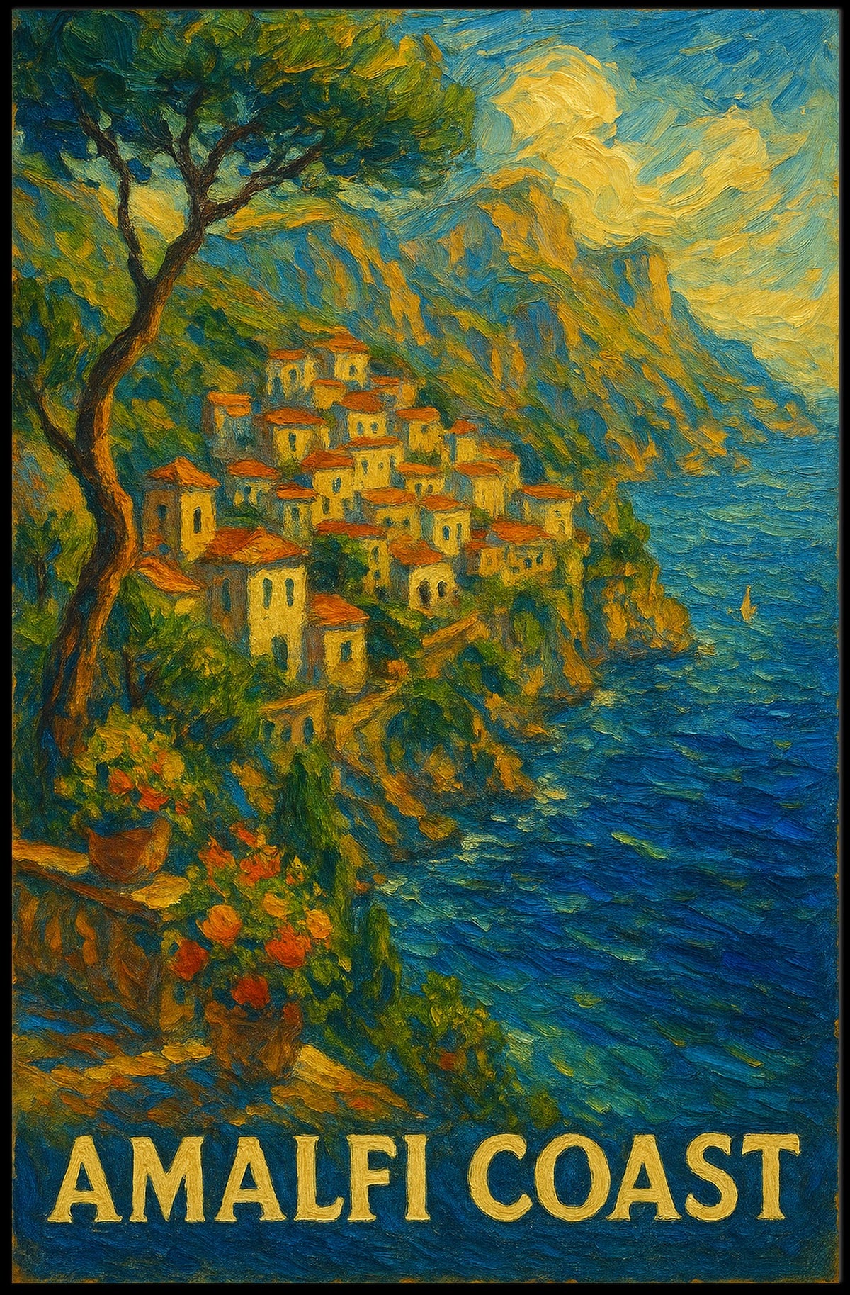 Amalfi Coast Scenic Beauty Poster Wall Art For Living Room