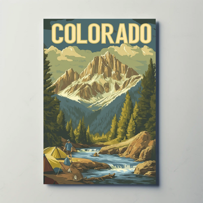 Camping in Colorado Vintage Travel Poster