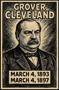 Grover Cleveland 24th President of the United States B & W Comic Sketch Poster
