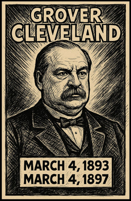 Grover Cleveland 24th President of the United States B & W Comic Sketch Poster