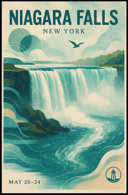 Niagara Falls New York Scenic Poster Vintage Wall Art