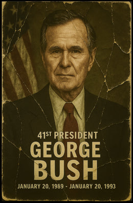 George H. W. Bush 41st President of the United States Damaged Photograph Poster
