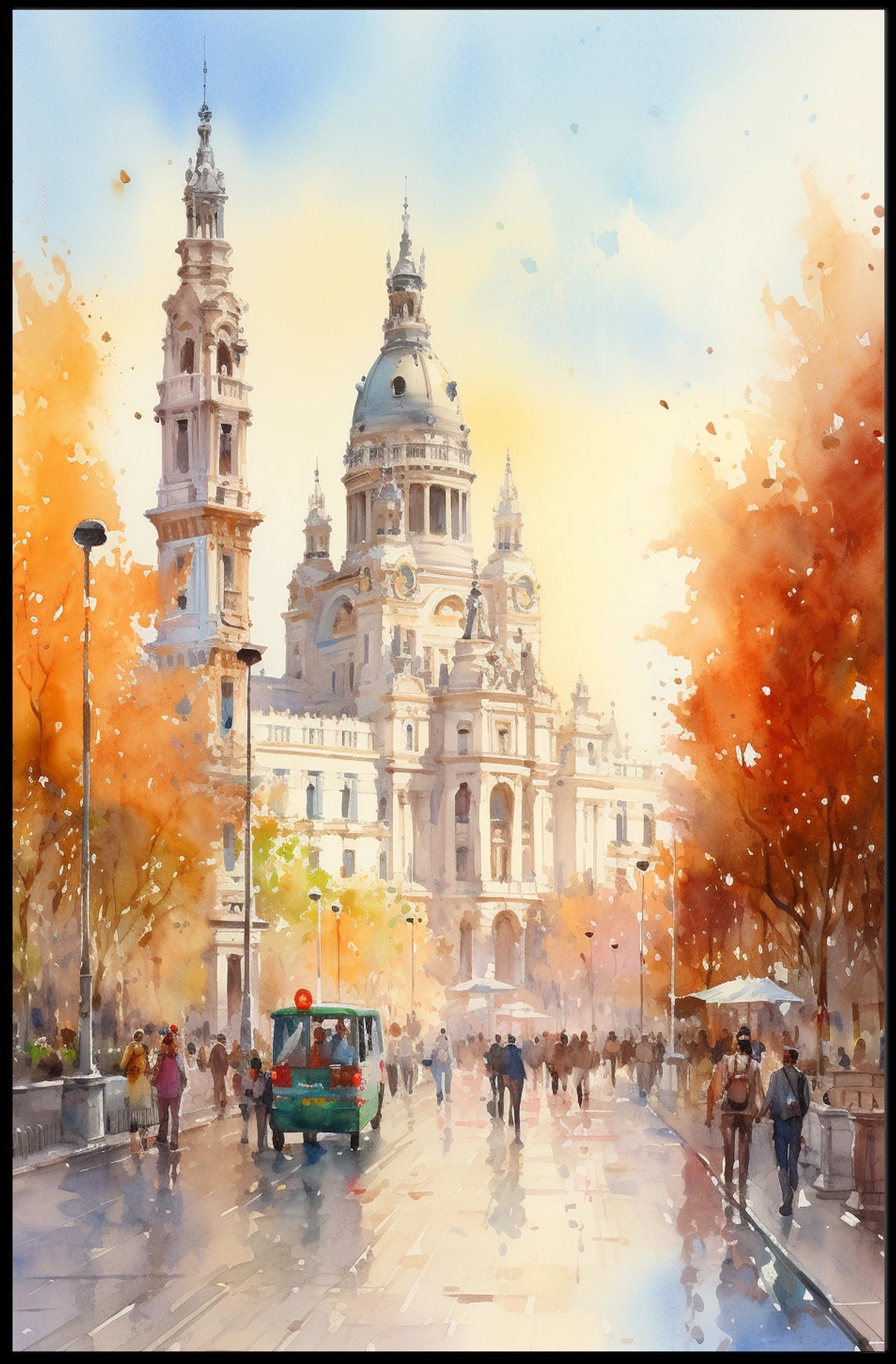 Grand Historic European Building in Urban Live Scene Poster