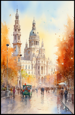 Grand Historic European Building in Urban Live Scene Poster