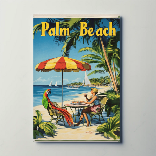 Palm Beach Vintage Poster Cafe Scene