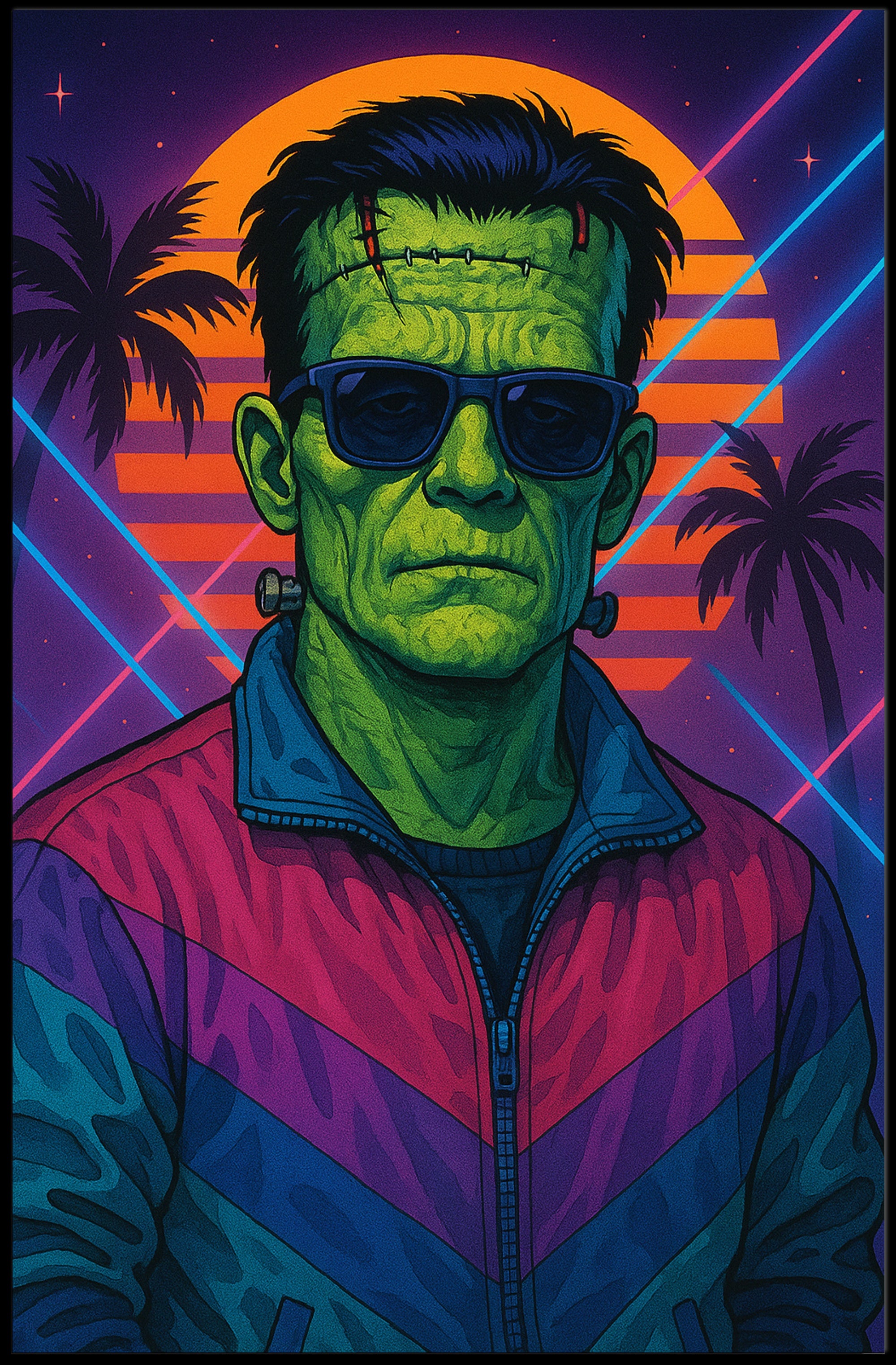 Retro Frankenstein Art Print Poster for Vintage Home Decor