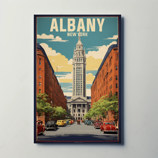 Albany New York City Hall Vintage Travel Poster