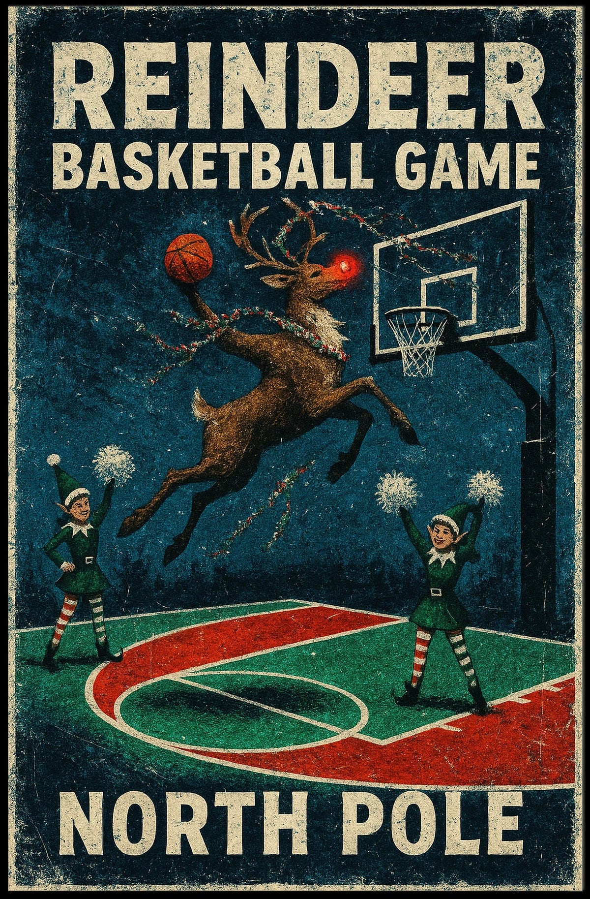 Reindeer Basketball Game At The North Poster