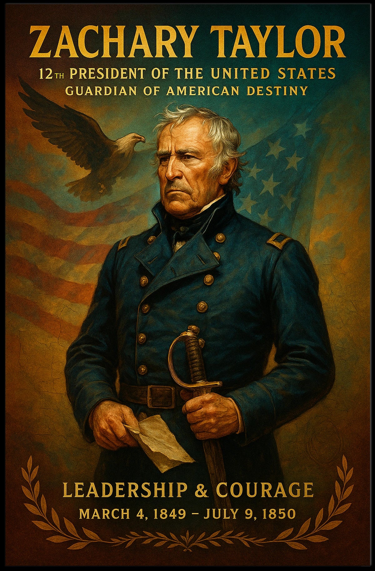 Zachary Taylor Vintage Patriotic Leadership Poster Print