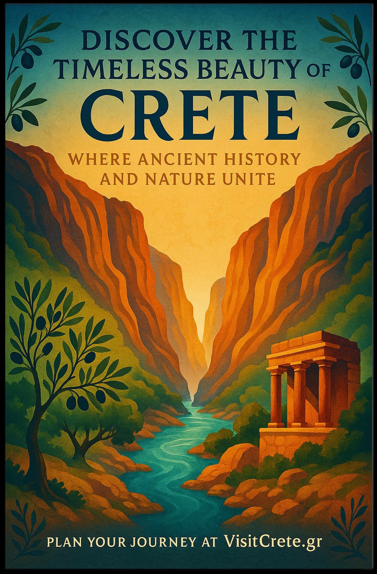 Crete's Ancient Charm Vintage Travel Poster