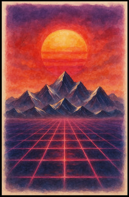 Surreal Retro-Futuristic Synthwave Art Futuristic Sci-Fi Poster