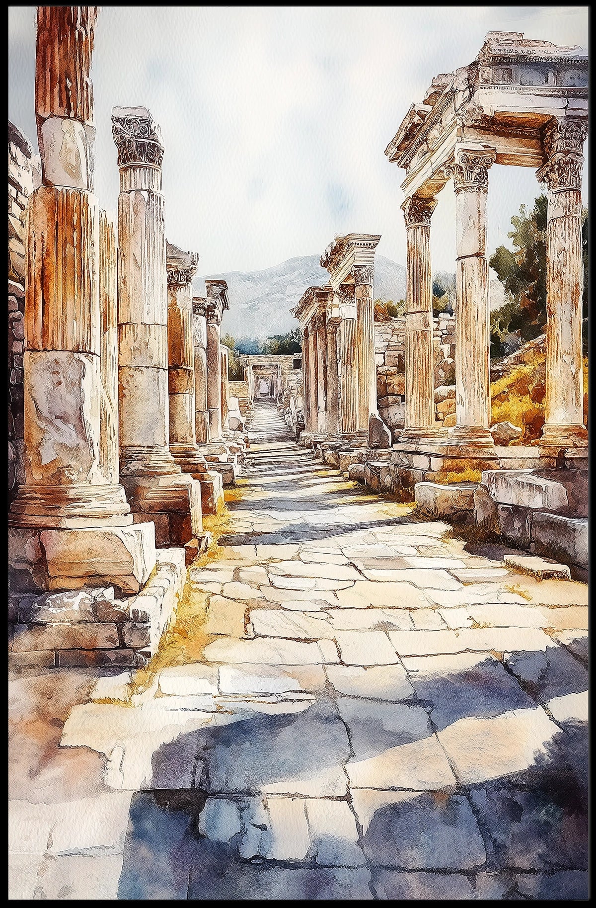Turkey Ephesus Ancient Ruins Scenic Corridor Poster