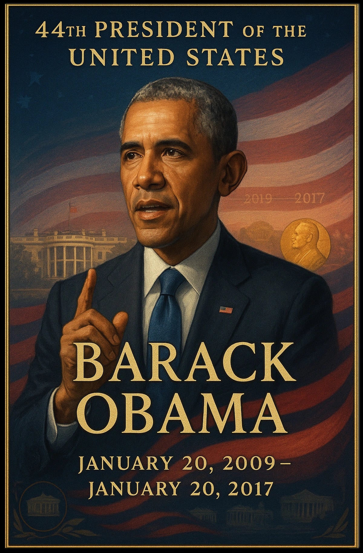 Barack Obama Patriotic Art Print Historical or Presidential Poster