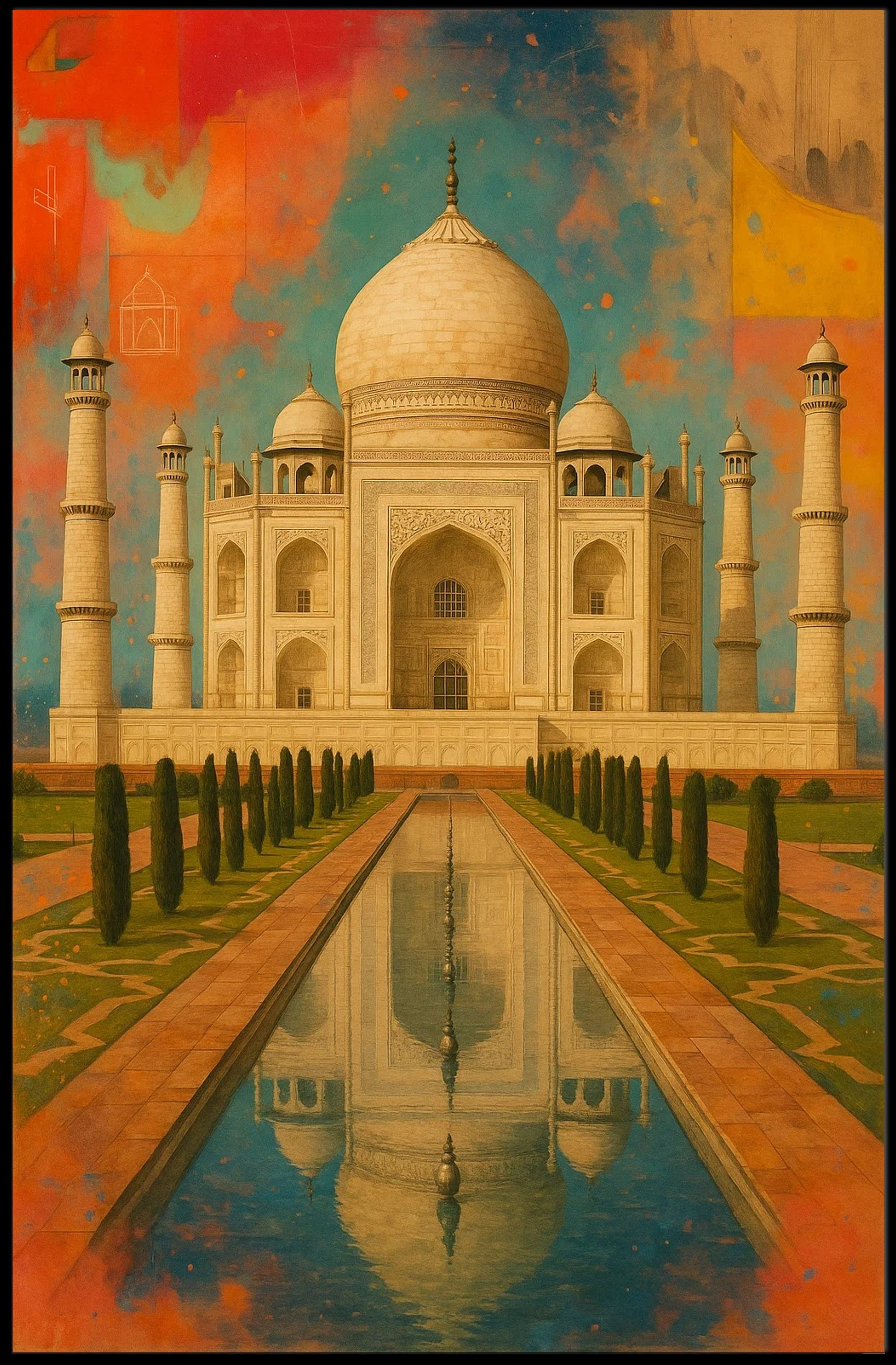 Taj Mahal Vibrant Art Print Cultural or Heritage Poster