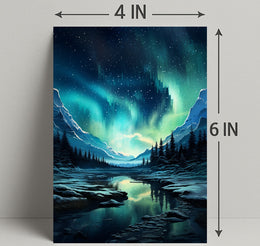 Aurora Borealis Over Snowy Mountains Poster