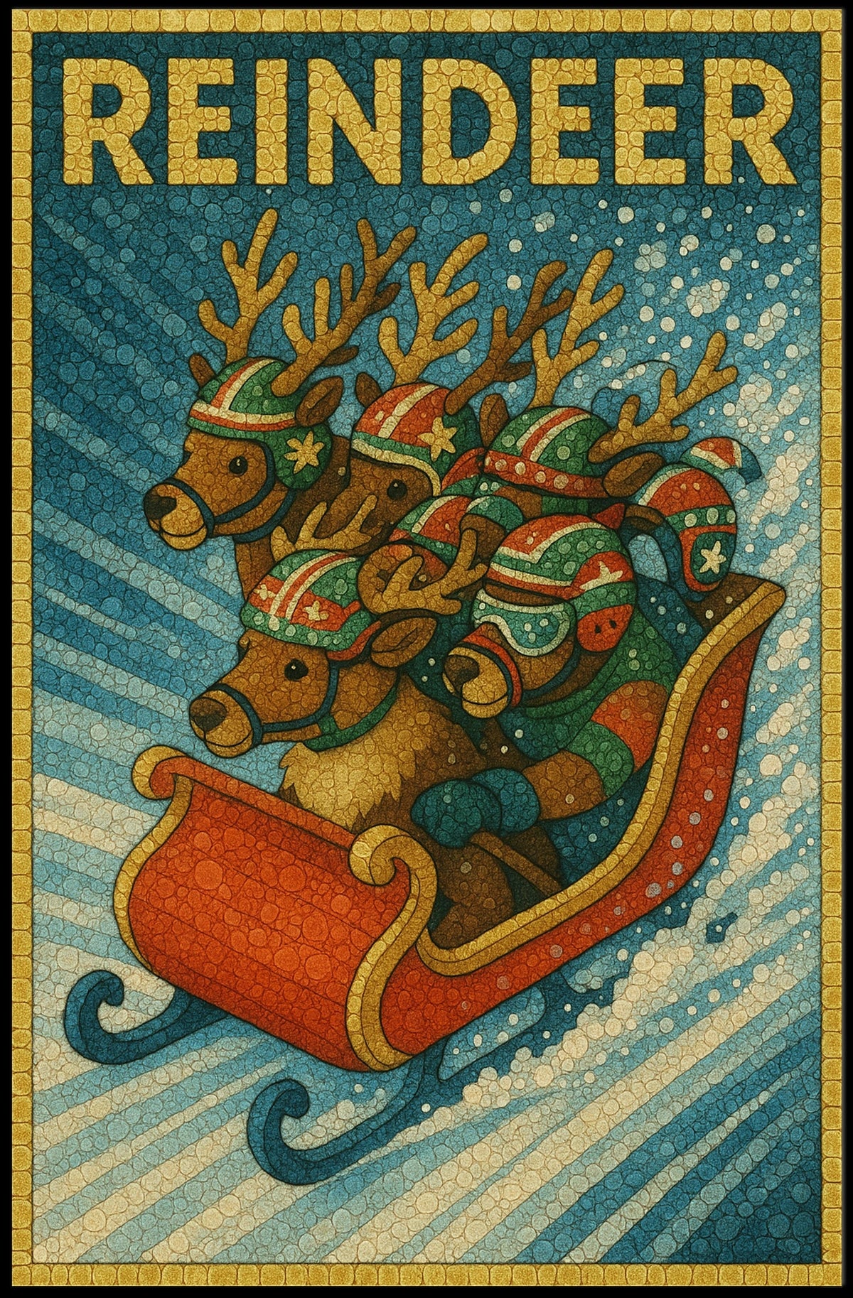 Reindeer Sleigh Ride Poster