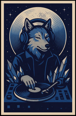 Cosmic Dj Wolf Poster