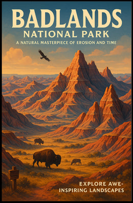 Badlands National Park Scenic Poster Wall Art Print