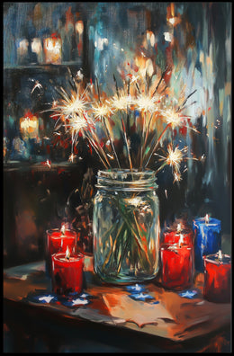 Glowing Sparkler Bouquet Mason Jar Centerpiece Poster