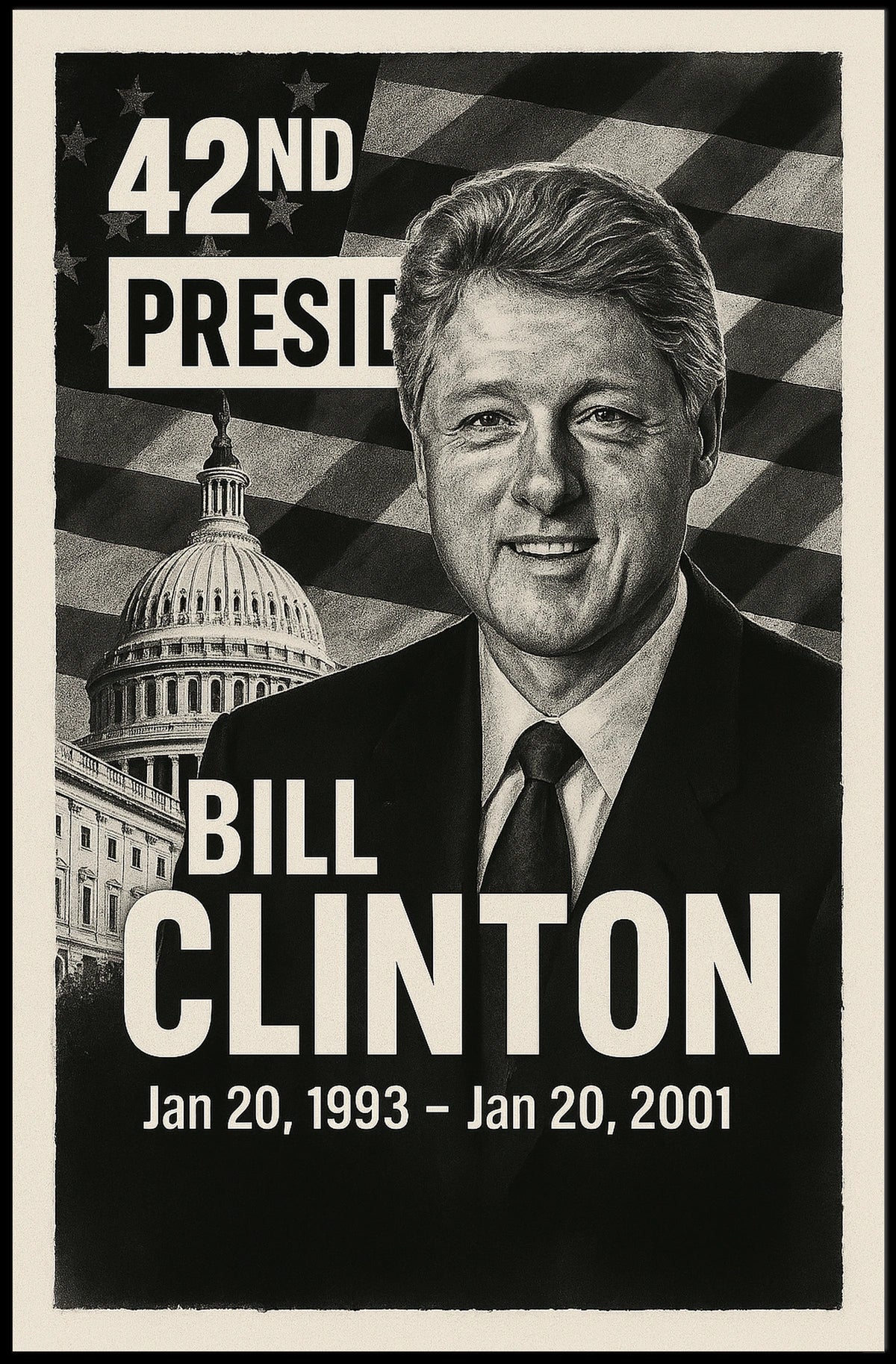 Bill Clinton 42nd President of the United States Digital Montaje Poster