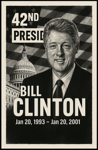 Bill Clinton 42nd President of the United States Digital Montaje Poster