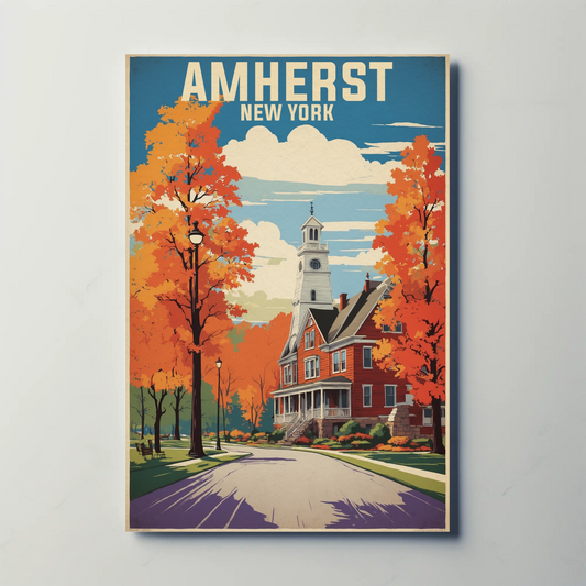 Amherst New York Autumn Colors Vintage Travel Poster