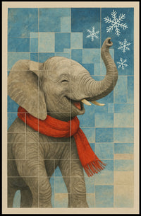 Winter Elephant Delight Poster