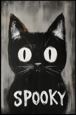 Stylized Black Cat Minimalist Spooky Eerie Poster