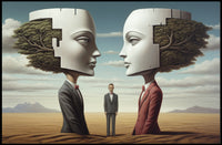 Surreal Puzzle-Head Landscape in Artistic Poster