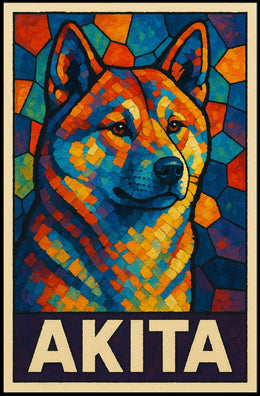 Akita Mosaic Art Poster