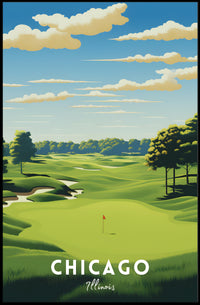 Chicago Golf Course Scenic Travel Poster