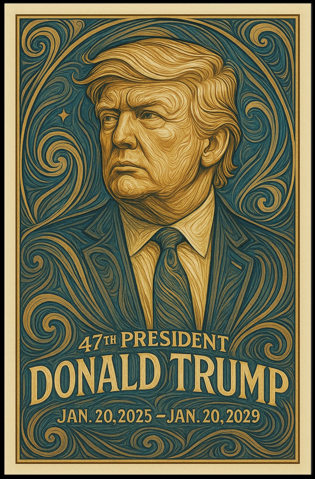 Donald Trump 47th President Pop Art Realism Decor Poster