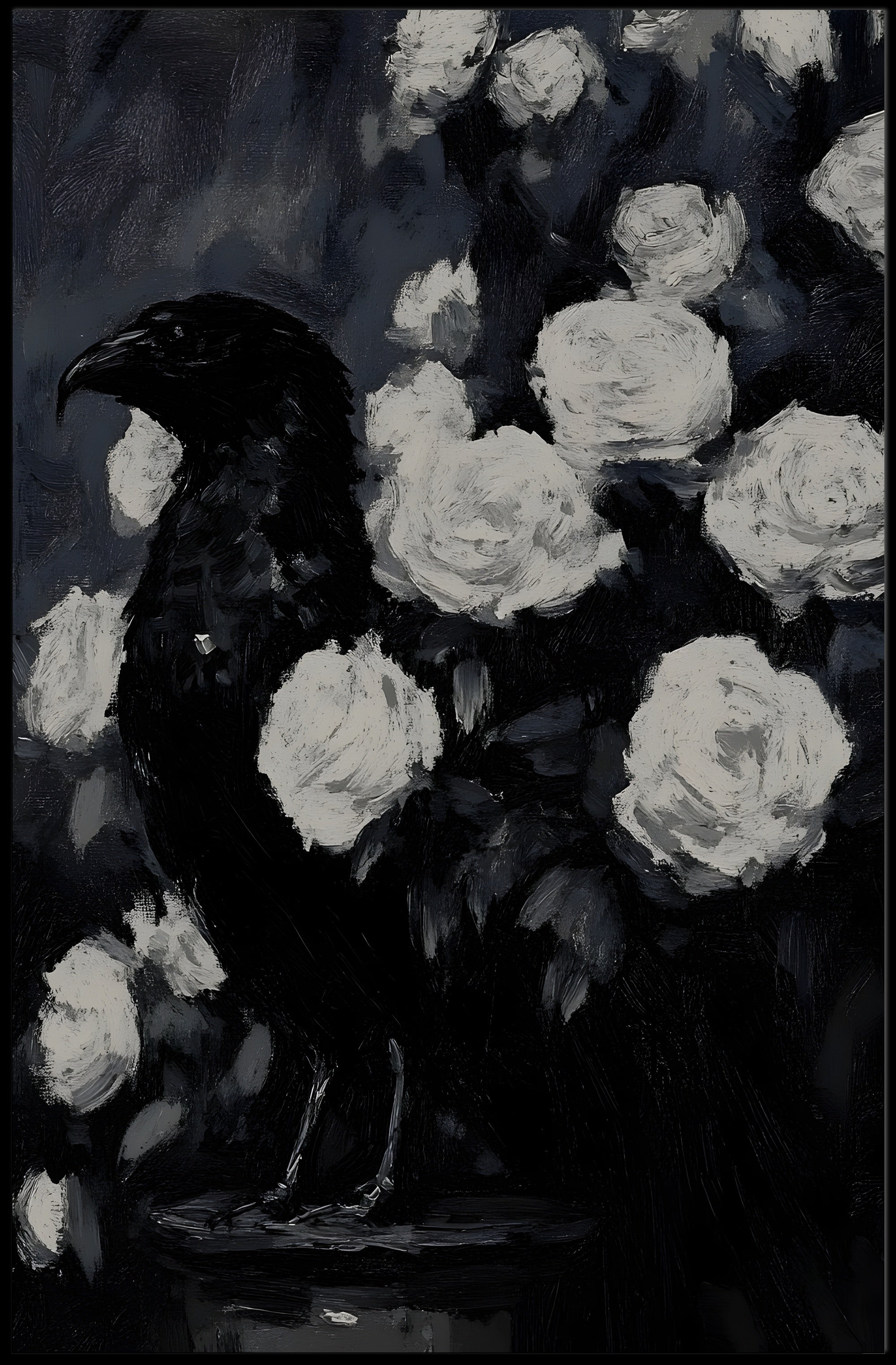 Raven and Roses: Gothic Animal Poster PosterGoat