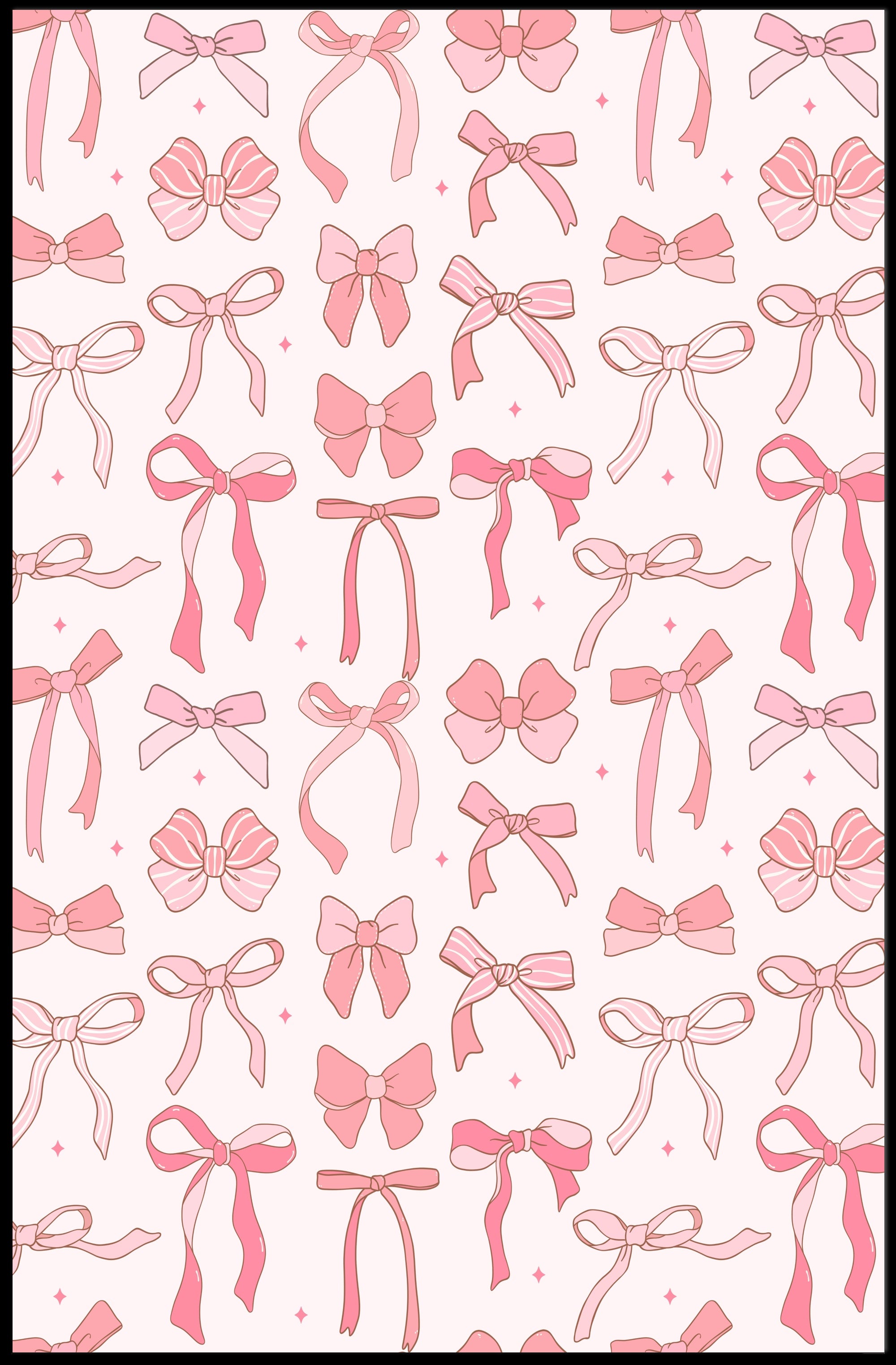 Pink Bow Artwork: Modern Design Feminine Abstract or Artistic Poster PosterGoat