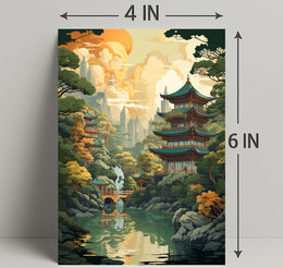 Tranquil Pagoda Landscape Poster