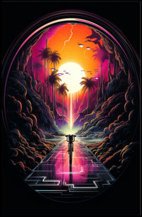 Journey Through a Neon Sunset Poster